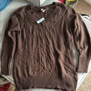 Old Navy Brown Cable Knit Sweater